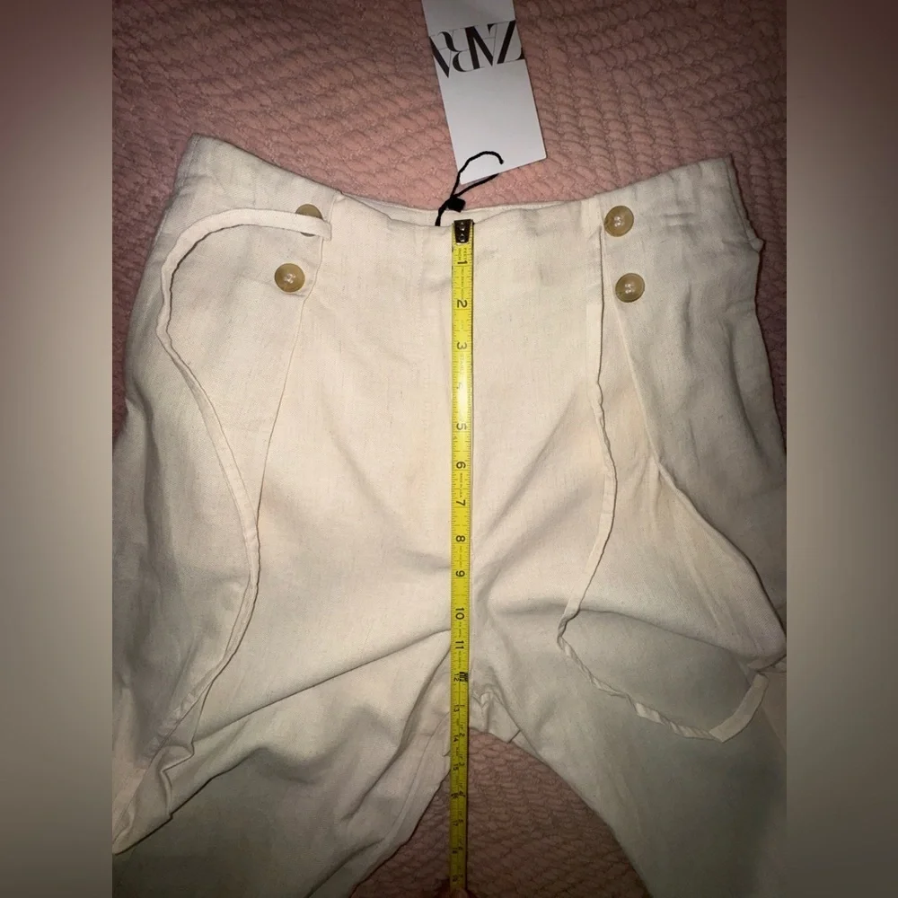 Zara Cotton Linen Blend Pleated Tie-Front Pants | Size Small | NWT